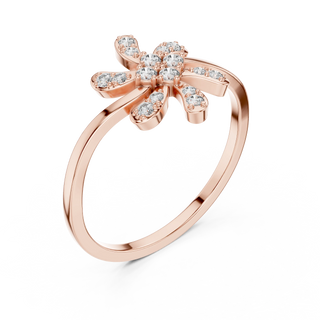round six-petal swirl diamond ring in rose gold

