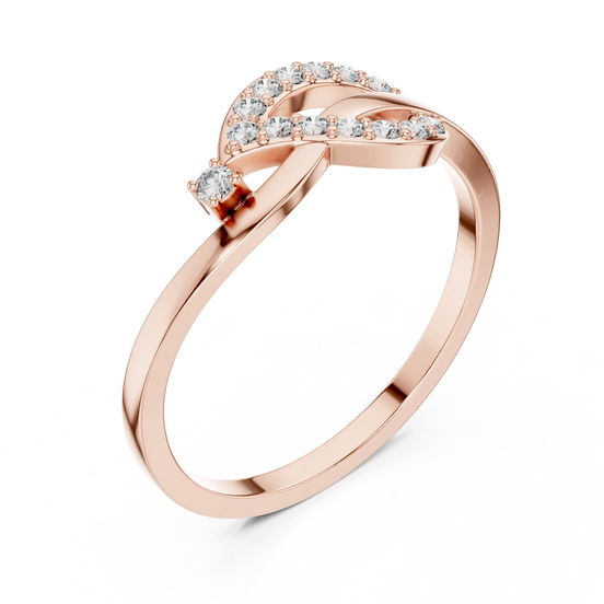 round infinity bypass diamond ring in rose gold

