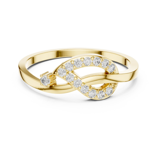 round infinity bypass diamond ring in yellow gold
