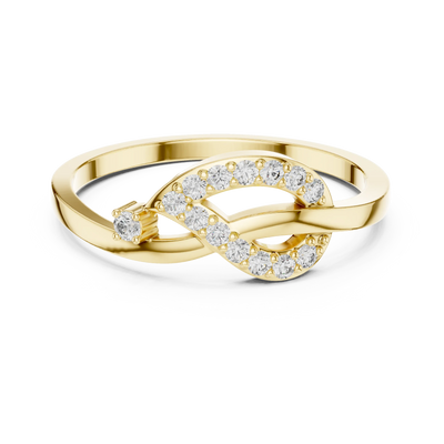 round infinity bypass diamond ring in yellow gold
