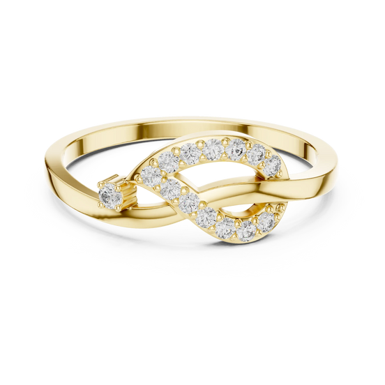 round infinity bypass diamond ring in yellow gold
