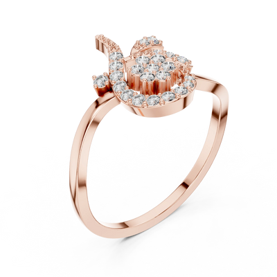 round paisley swirl diamond ring in rose gold
