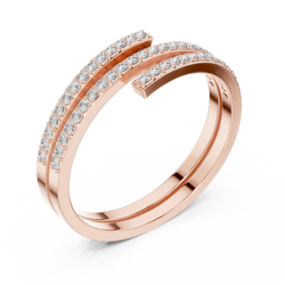 round three-row crossover diamond ring in rose gold
