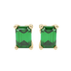 Emerald cut green gemstone solitaire stud earrings in rose gold four prong setting