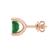 Emerald cut green gemstone solitaire stud earrings in rose gold four prong setting