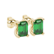 Emerald cut green gemstone solitaire stud earrings in rose gold four prong setting