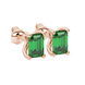 Emerald cut green gemstone solitaire stud earrings in rose gold four prong setting