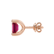 Emerald cut red gemstone solitaire stud earrings in rose gold four prong setting