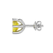 Emerald cut yellow gemstone solitaire stud earrings in gold with six prong setting