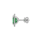 Emerald cut green gemstone halo stud earrings with round diamond accents