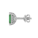 Green emerald cut gemstone stud earrings in rose gold four-prong setting