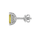 Yellow emerald cut gemstone stud earrings in yellow gold four-prong setting
