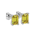 Yellow emerald cut gemstone stud earrings in yellow gold four-prong setting