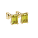 Yellow emerald cut gemstone stud earrings in yellow gold four-prong setting