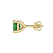 Side profile, yellow gold emerald green earrings, classic basket gallery.