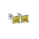 Close-up canary yellow gemstone, white gold basket setting