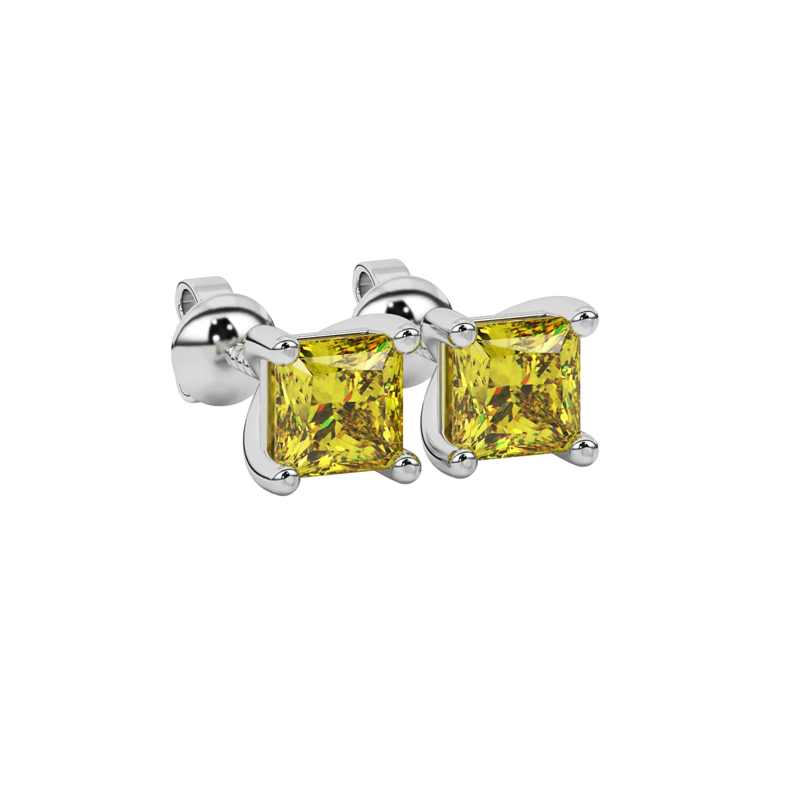 Close-up canary yellow gemstone, white gold basket setting