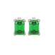 Emerald Cut Green Gemstone Solitaire Stud Earrings in Rose Gold Four Prong Setting