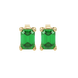 Emerald Cut Green Gemstone Solitaire Stud Earrings in Rose Gold Four Prong Setting