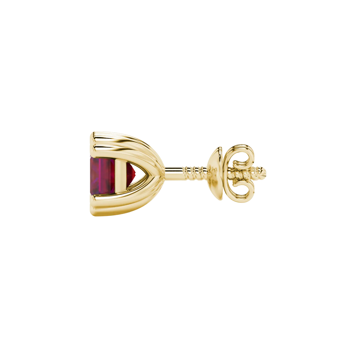 Side profile, yellow gold raspberry red earrings, vintage basket gallery.