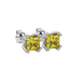 Close-up canary yellow gemstone, white gold vintage setting.