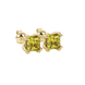 Close-up, princess canary yellow gemstone, yellow gold vintage earrings.