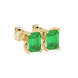 Emerald Cut Green Gemstone Solitaire Stud Earrings in Rose Gold Four Prong Setting