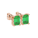 Emerald Cut Green Gemstone Solitaire Stud Earrings in Rose Gold Four Prong Setting