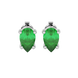 Pear shape emerald green gemstone earrings, white gold four-prong setting.