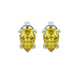 Pear shape canary yellow gemstone earrings, white gold four-prong setting.
