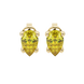 Pear shape canary yellow gemstone earrings, yellow gold four-prong setting.