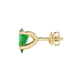 Side profile, yellow gold emerald green earrings, four-prong gallery.
