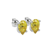Close-up canary yellow gemstone, white gold four-prong setting.