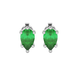 Pear shape emerald green gemstone earrings, white gold six-prong setting.