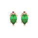 Pear shape emerald green gemstone earrings, rose gold six-prong setting.