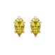 Pear shape canary yellow gemstone earrings, yellow gold six-prong setting.