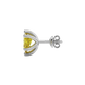 Side profile, white gold canary yellow earrings, six-prong gallery.
