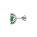 Side profile, white gold emerald green earrings, six-prong gallery.