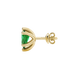 Side profile, yellow gold emerald green earrings, six-prong gallery.