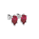 Close-up raspberry red gemstone, white gold six-prong setting.