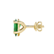 Side profile, yellow gold emerald green earrings, classic basket gallery.