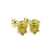 Close-up, pear shape canary yellow gemstone, yellow gold classic basket earrings.