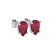 Close-up raspberry red gemstone, white gold classic basket.