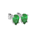 Close-up emerald green gemstone, white gold classic basket.