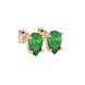 Close-up, pear shape emerald green gemstone earrings, rose gold classic basket