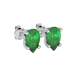 Close-up emerald green gemstone earing, white gold lotus basket.