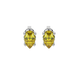 Pear shape canary yellow gemstone earrings, white gold pavé basket setting.
