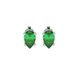 Pear shape emerald green gemstone earrings, white gold pavé basket setting.