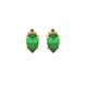 Pear shape emerald green gemstone earrings, yellow gold pavé basket setting.