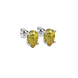 Close-up canary yellow gemstone, white gold pavé basket.